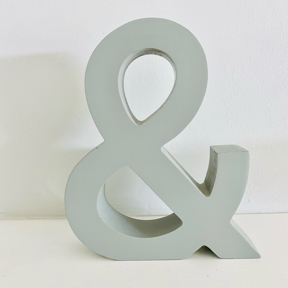 Wooden Gray Ampersand Display Piece